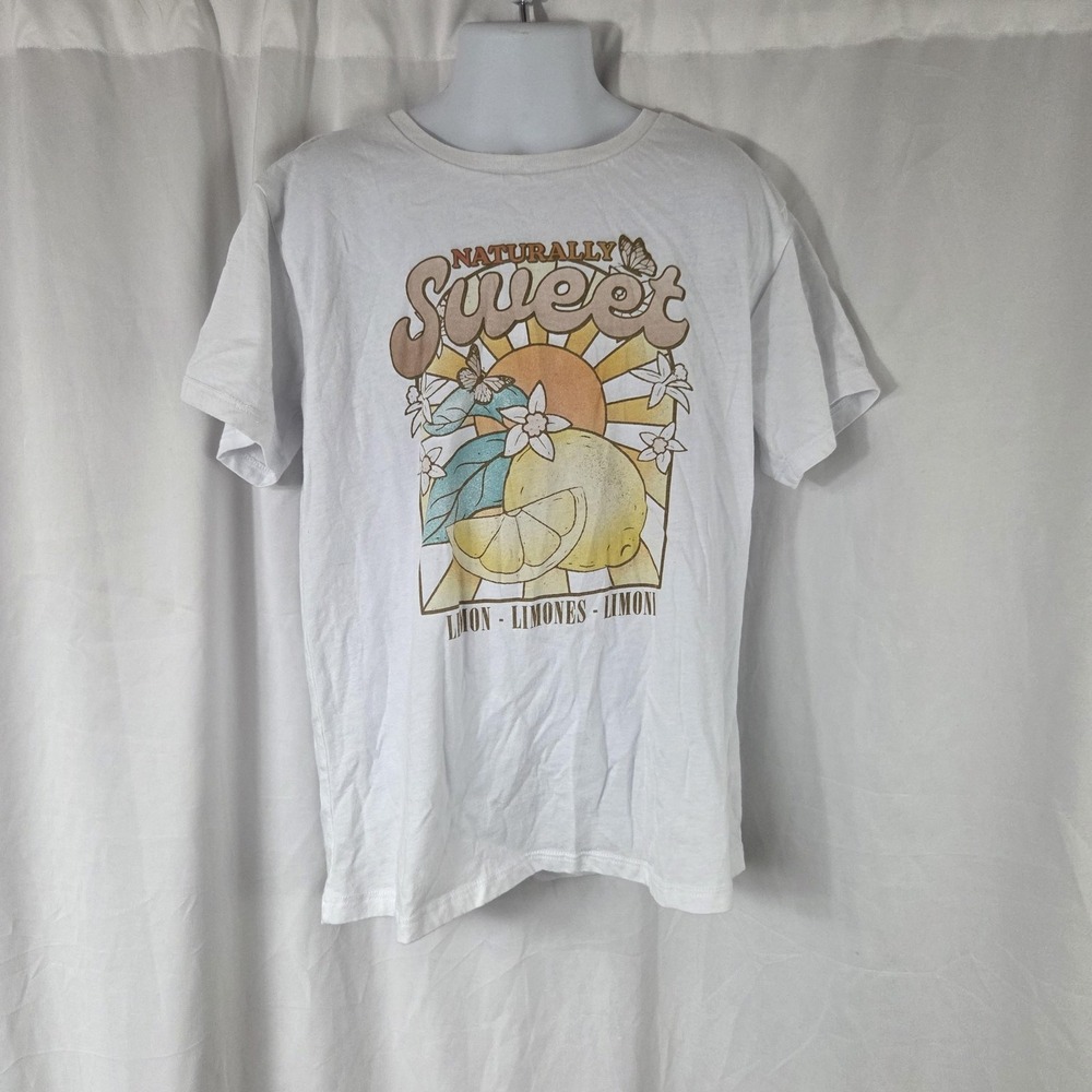 Wonder Nation Shirt Kids 7-8Y White Naturally Sweet Lemon Graphic Tee Crewneck